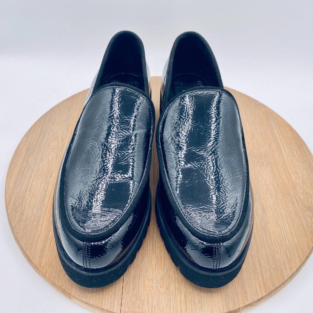 Donald Pliner Shoes Womens 9 Black Leather Eclipse Platform Loafers Career Goth